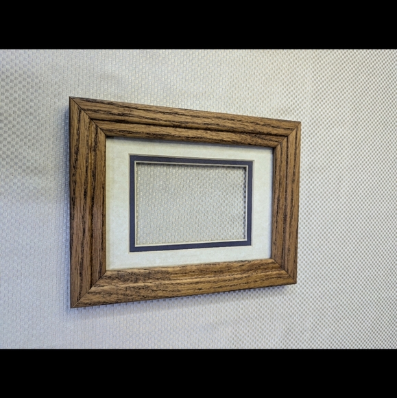 Solid wood honey oak picture frame Double mat board rectangular glass Vtg. - Picture 4 of 8